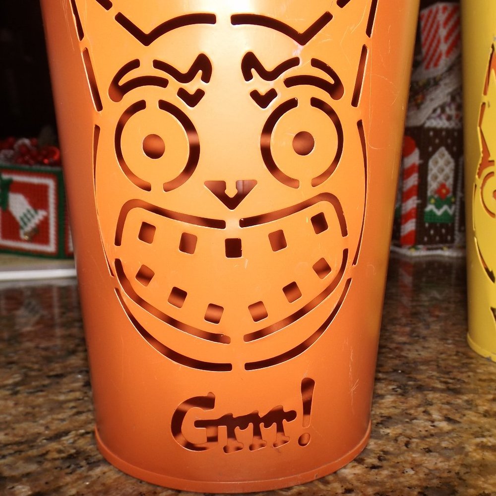 NWOT Target Orange Owl theme metal garden buckets with handle